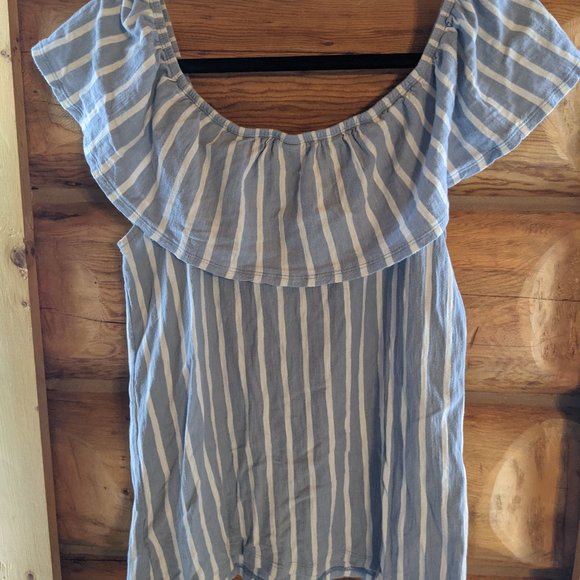 Old Navy Blue Stripe Off Shoulder Top - Picture 2 of 4